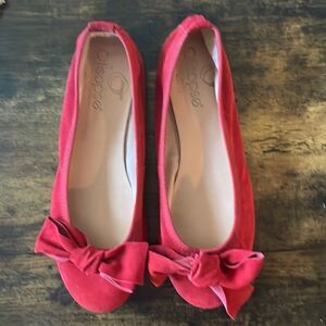 Otisopse Suede Red Bow Flats size 39/9 Made in Italy